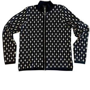 Lety & Me Black &‎ Metallic Gold Zip-Front Sweater
Size: Large